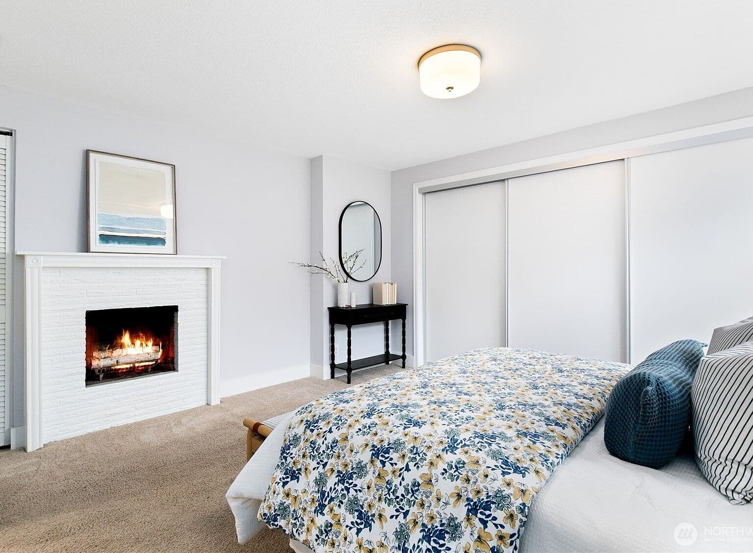 Painted Brick Fireplace