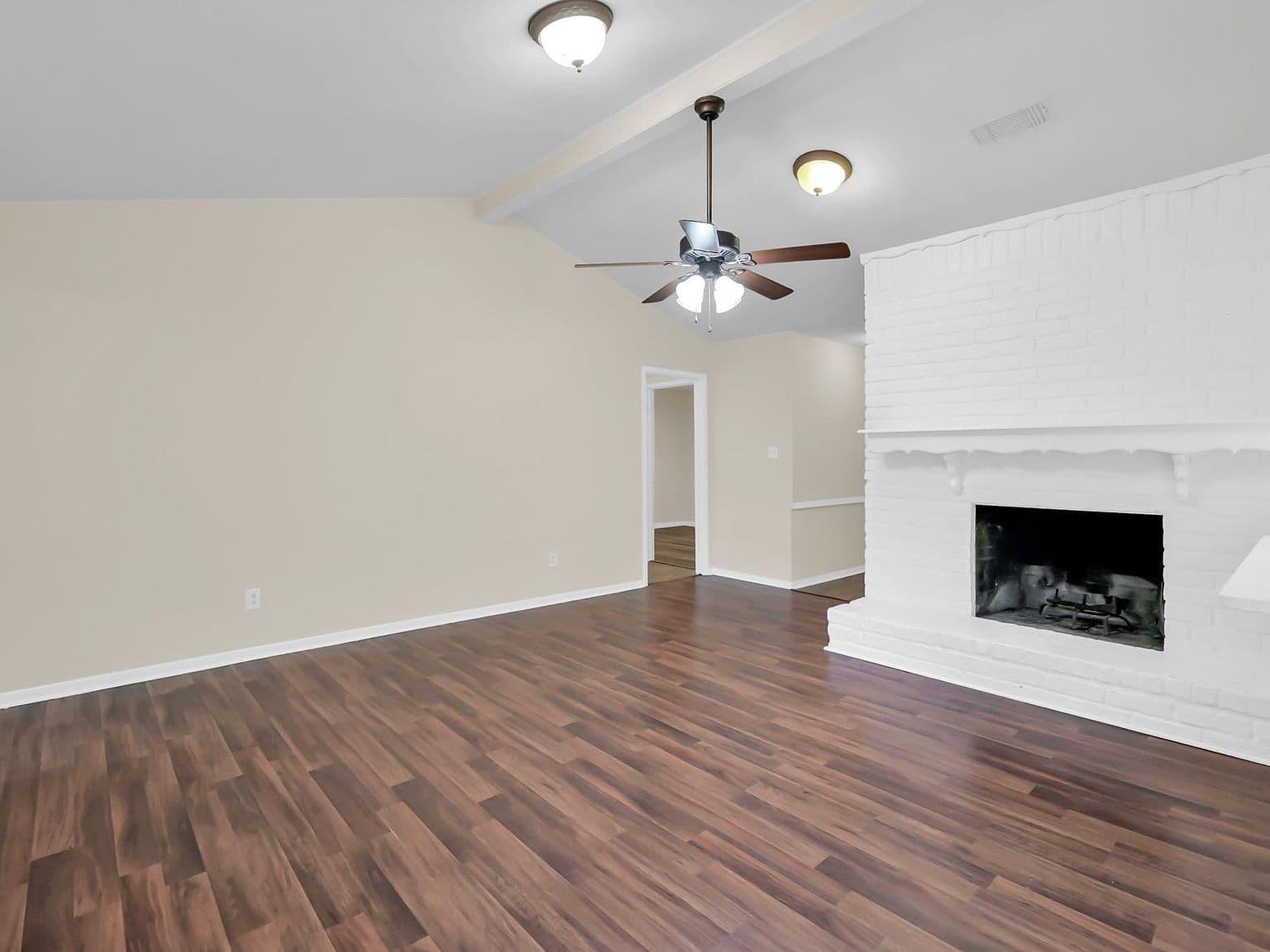 White Painted Brick Fireplace