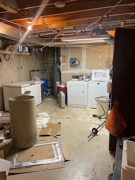 Cluttered Laundry Area