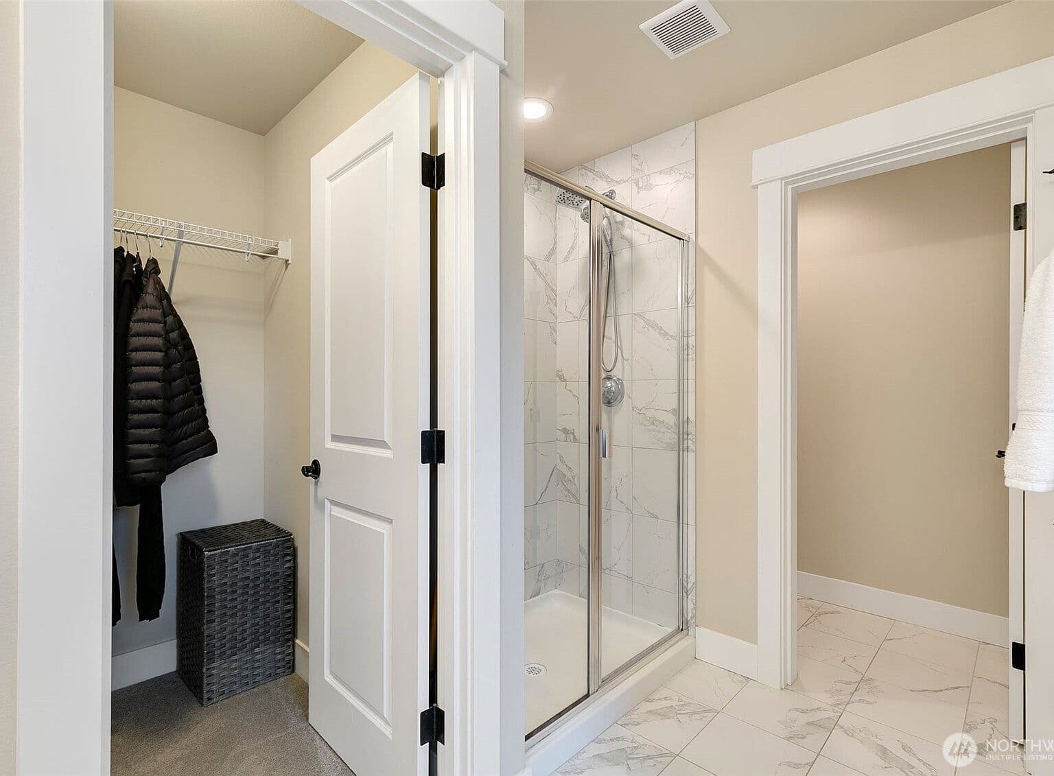 Wire shelving in closet