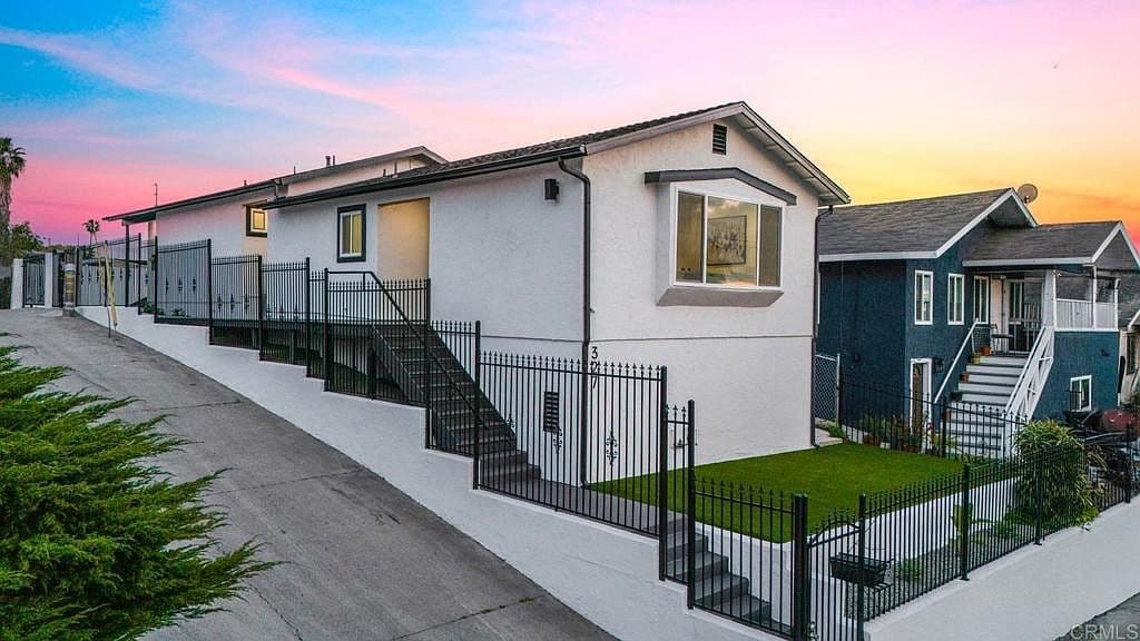 Steep exterior stairs and walkways