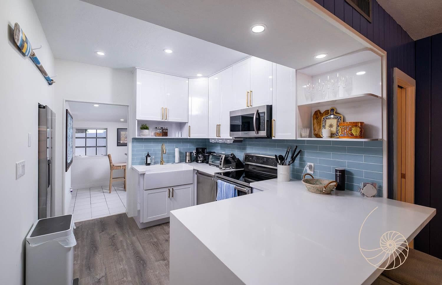 Blue Subway Tile Backsplash