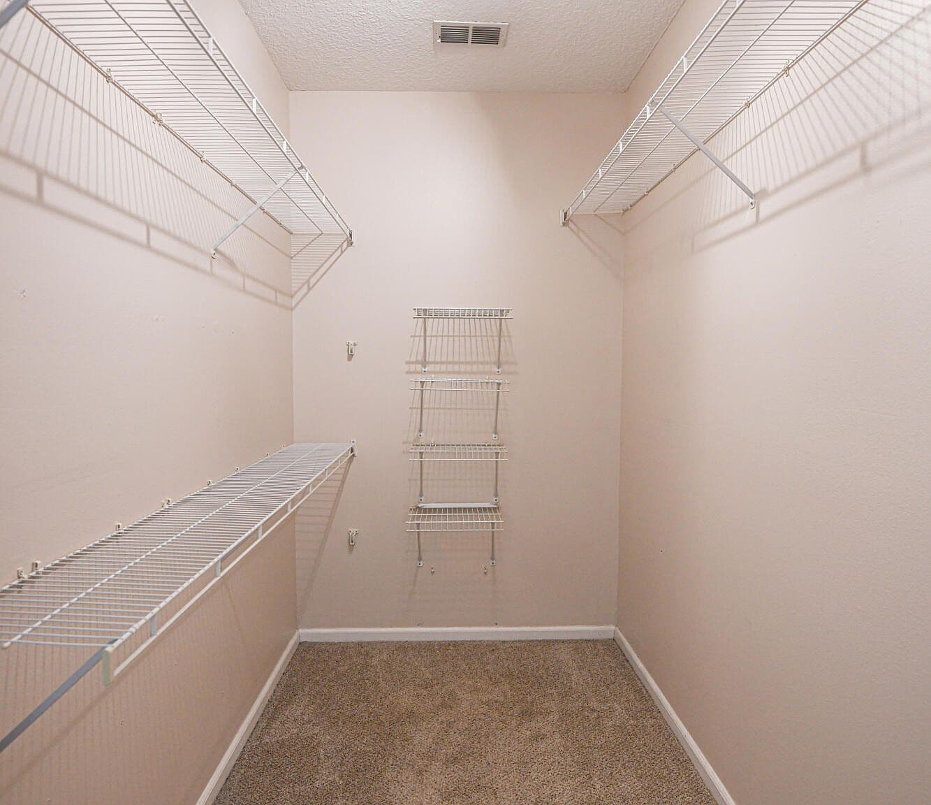 Wire shelving in closet