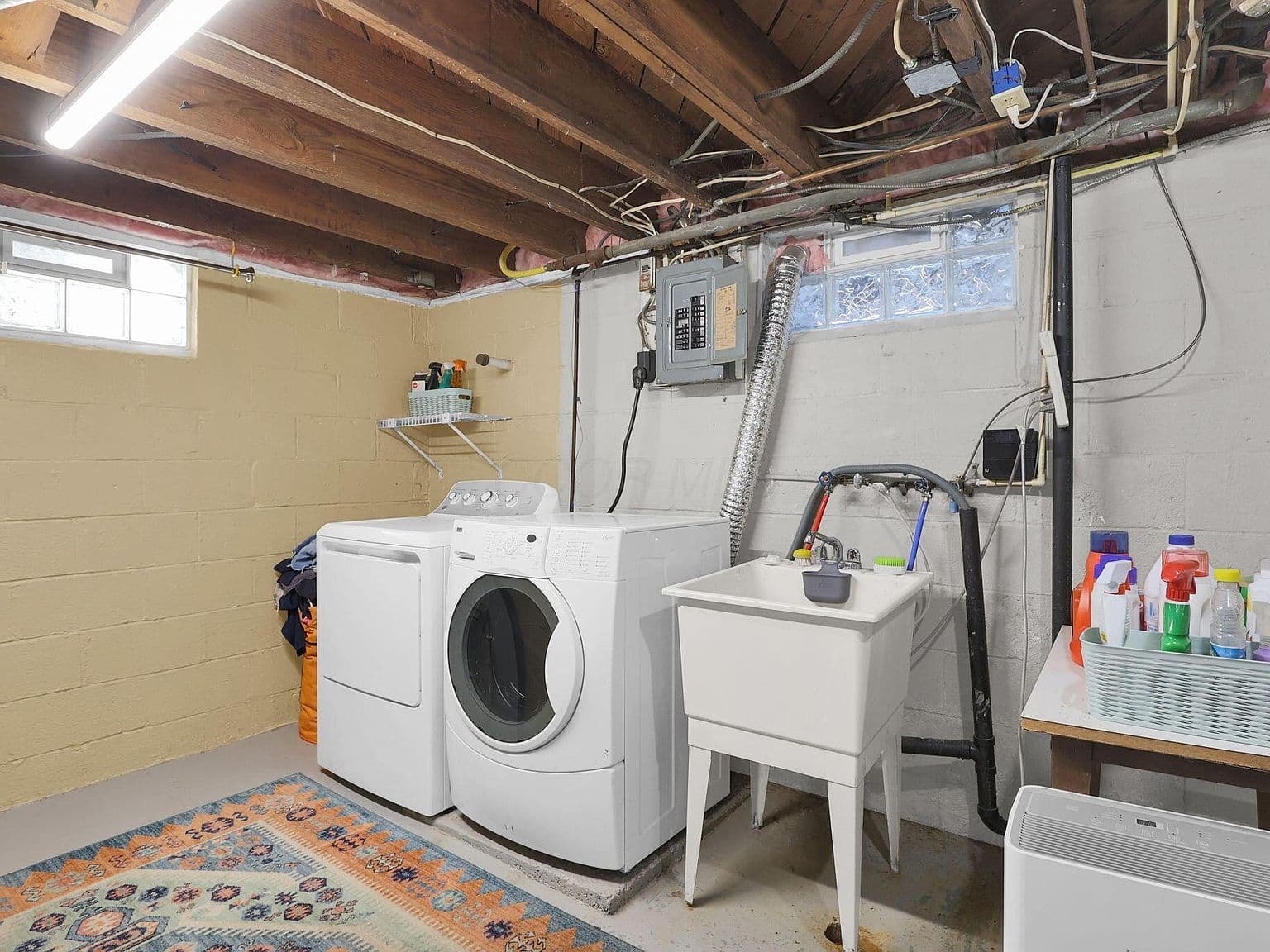 Unfinished Basement Laundry Room
