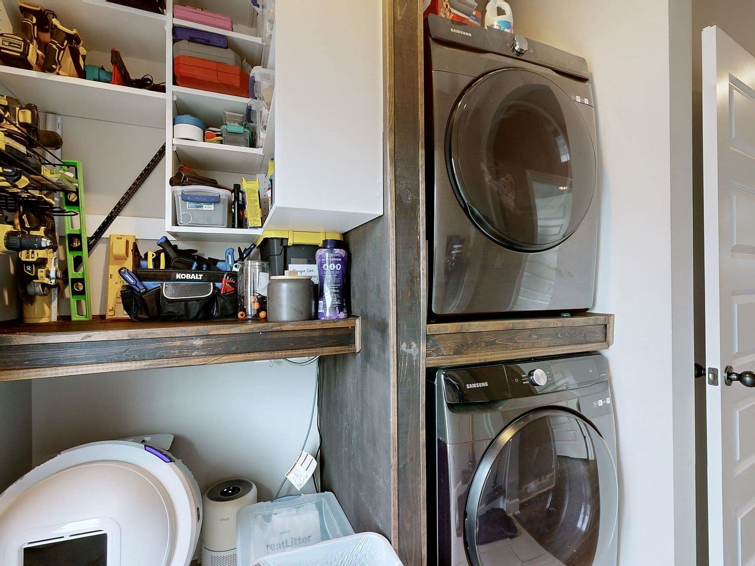 Cluttered Laundry/Work Area