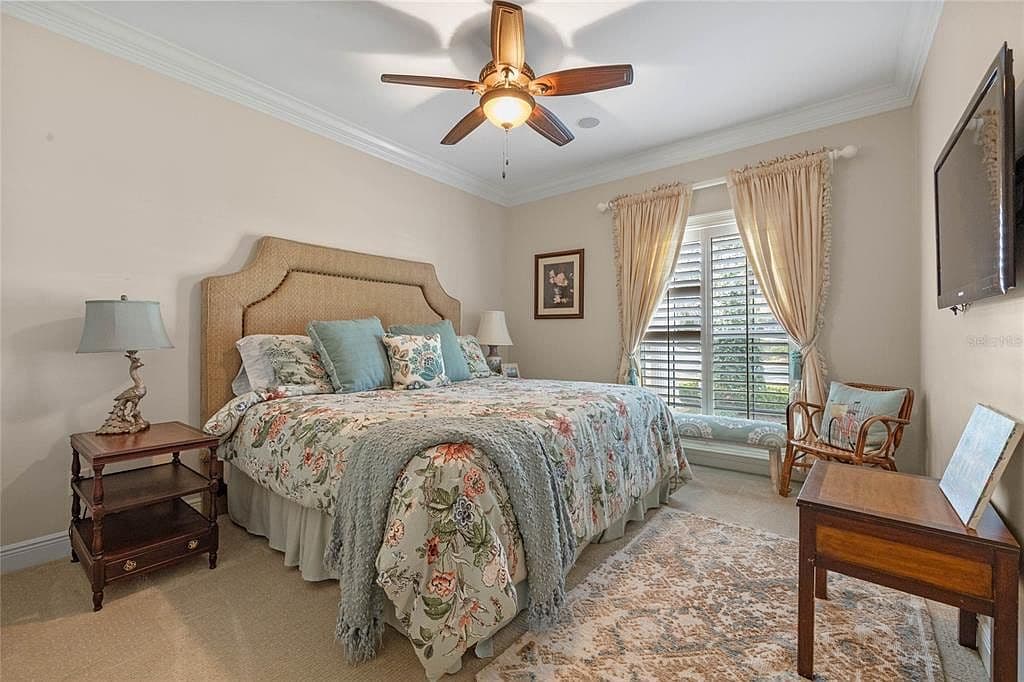 Dated Ceiling Fan and Curtains