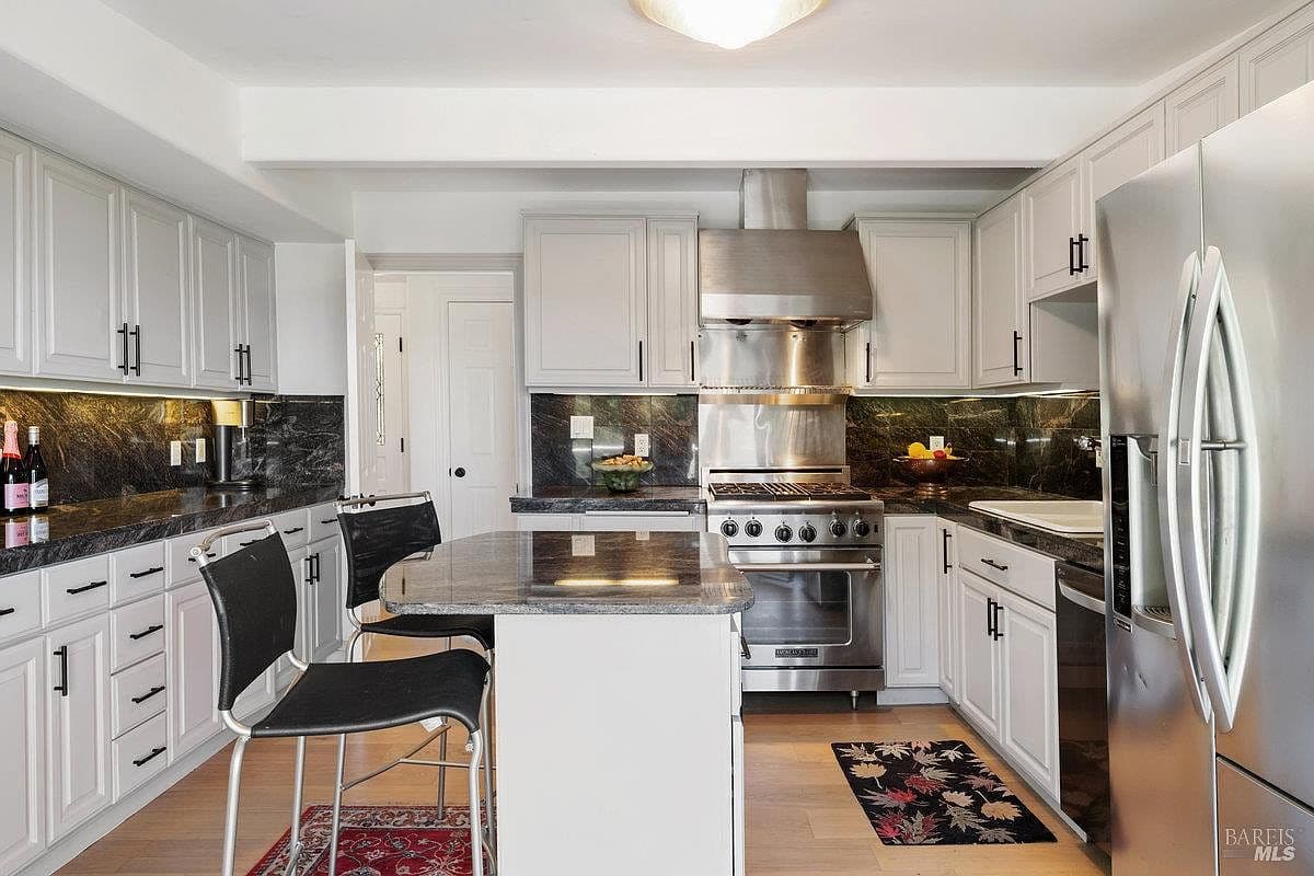 Dark Granite Backsplash and Countertops